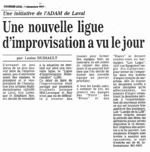 Une nouvelle ligue d'improvisation a vu le jour